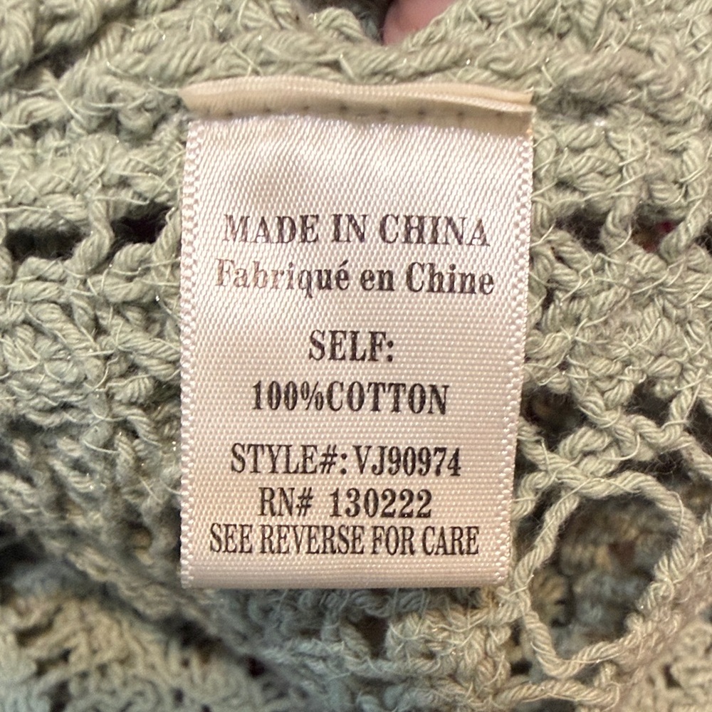 Very J Olive Green Crochet Open Front Cardigan - Picture 6 of 7